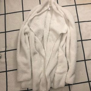 White fuzzy flowy jacket